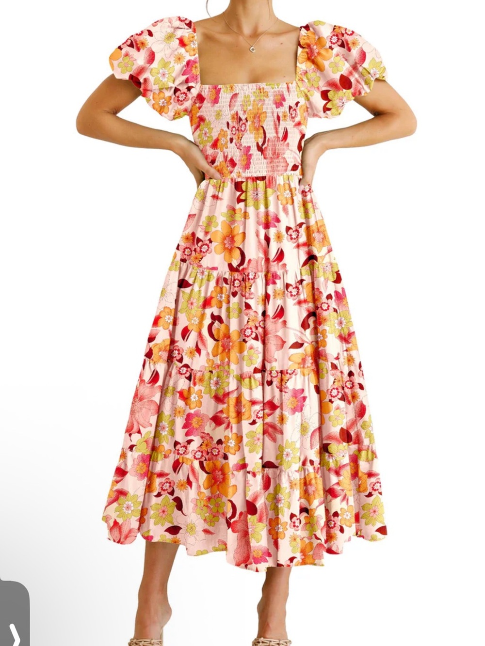 Pretty Garden Floral Smocked Maxi Dress - Small